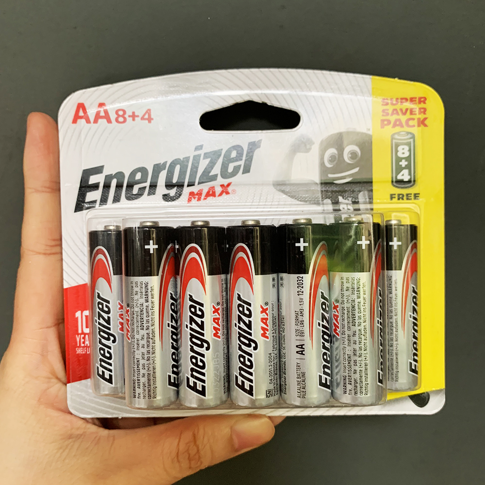 Combo 2 vỉ pin AA Energizer Alkaline chính hãng (1 vỉ 12 viên)