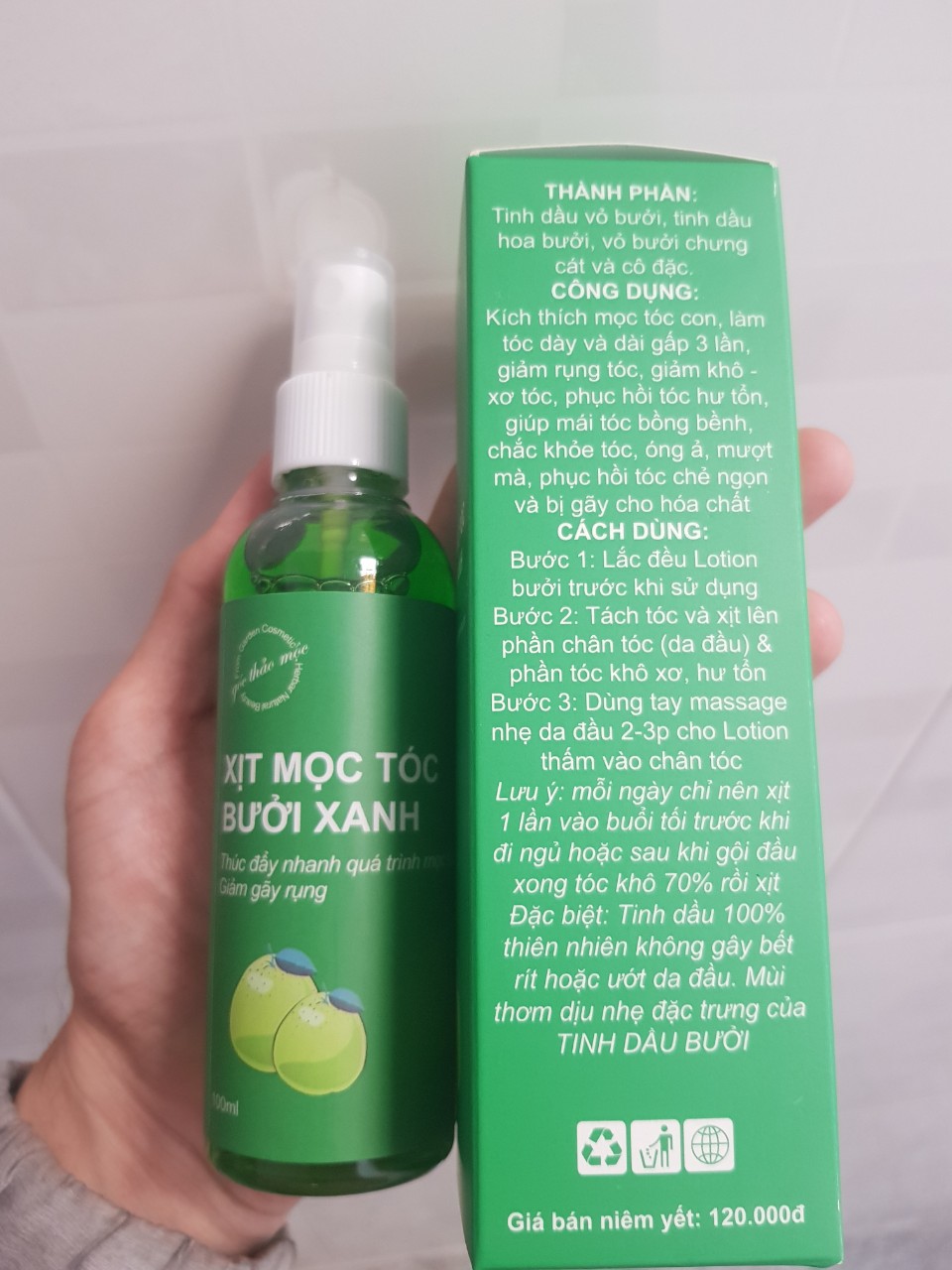 Xịt mọc tóc Bưởi Xanh 100ml
