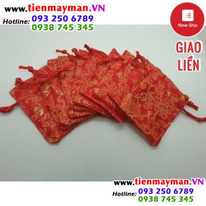 Combo 10 túi gấm đỏ long phụng cỡ nhỏ