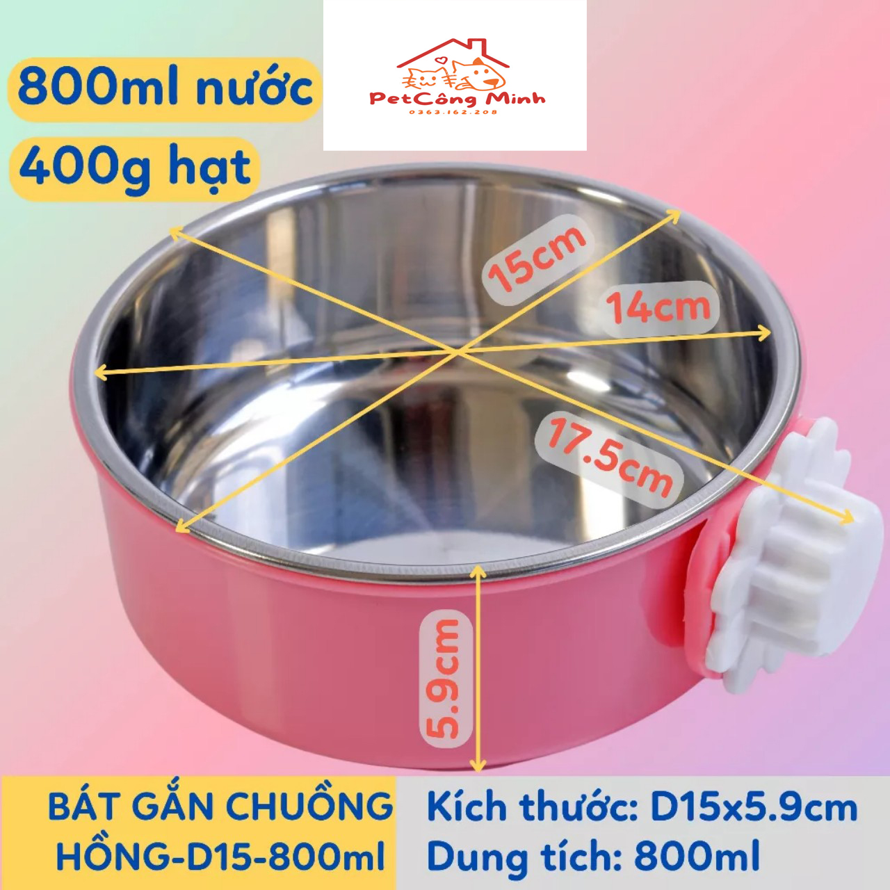 Bát cho chó, mèo ăn gắn chuồng
