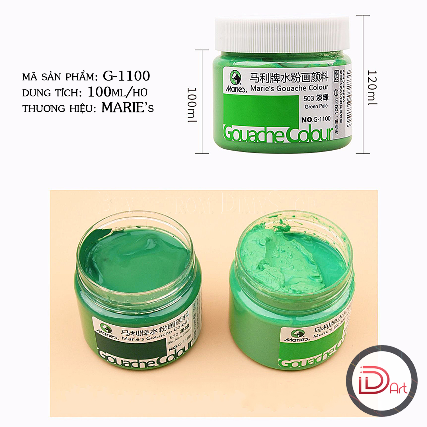 Màu vẽ Gouache MARIE'S dạng hũ 100ml