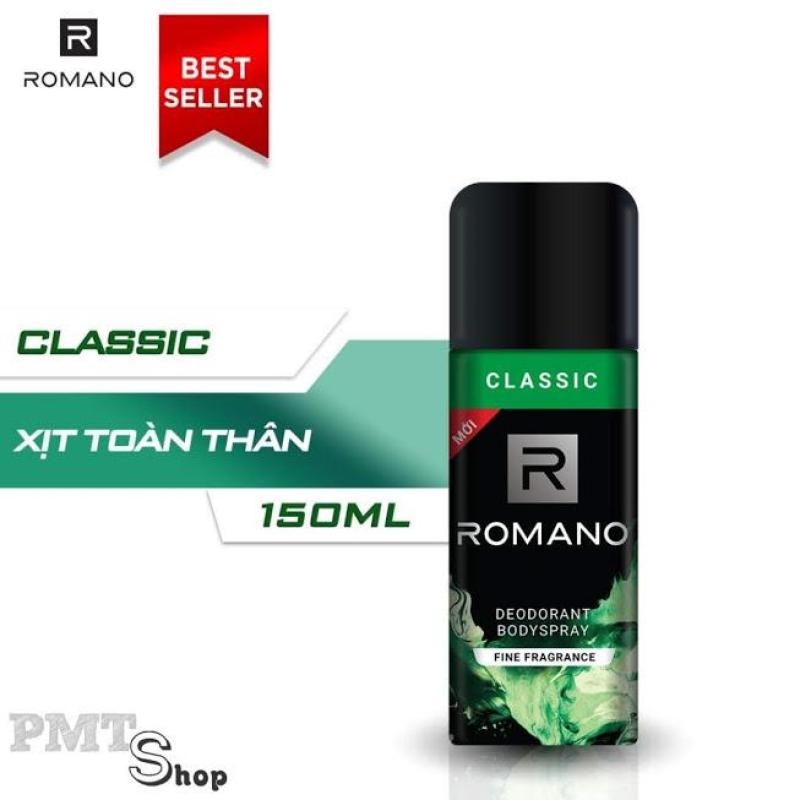 Xịt nước hoa toàn thân nam Romano Classic 150ml khử mùi, ngăn mồ hôi