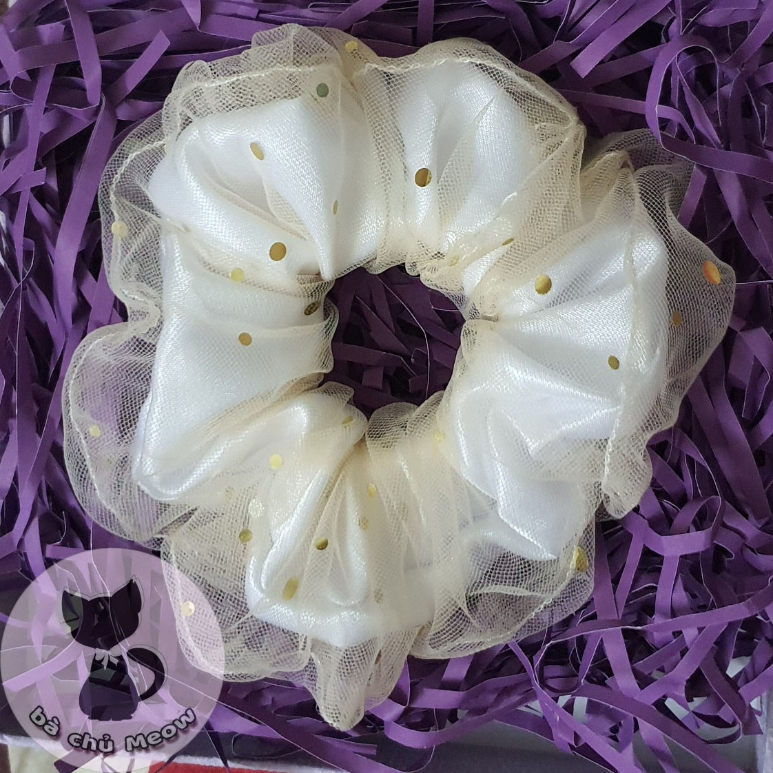 Đồ Cột Tóc Vintage - Dây Cột Tóc hai lớp - Scrunchies Họa Tiết