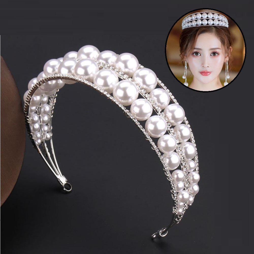 Bờm Cài Tóc Hạt Chai 2 Lớp Đính Đá