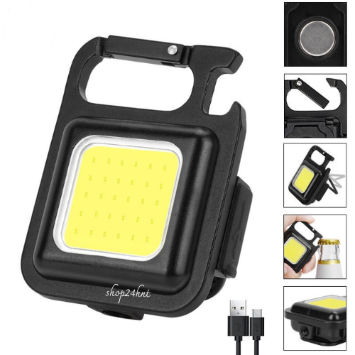 Đèn Pin Móc Khóa Mini Siêu Sáng Đèn LED COD Mini Bỏ Túi Sạc Type C
