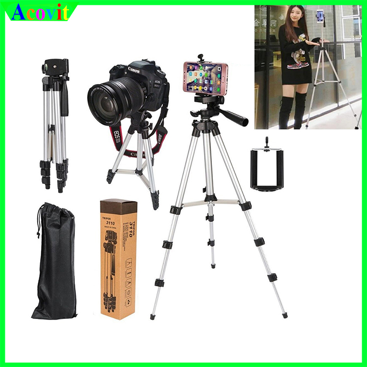 " Tripod 3 chân 3110 Điện Thoại" ,Máy ảnh , Tặng kèm kẹp điện thoại và túi vải, Giá đỡ chụp hình quay phim 3 chân_ Remote Blutooth