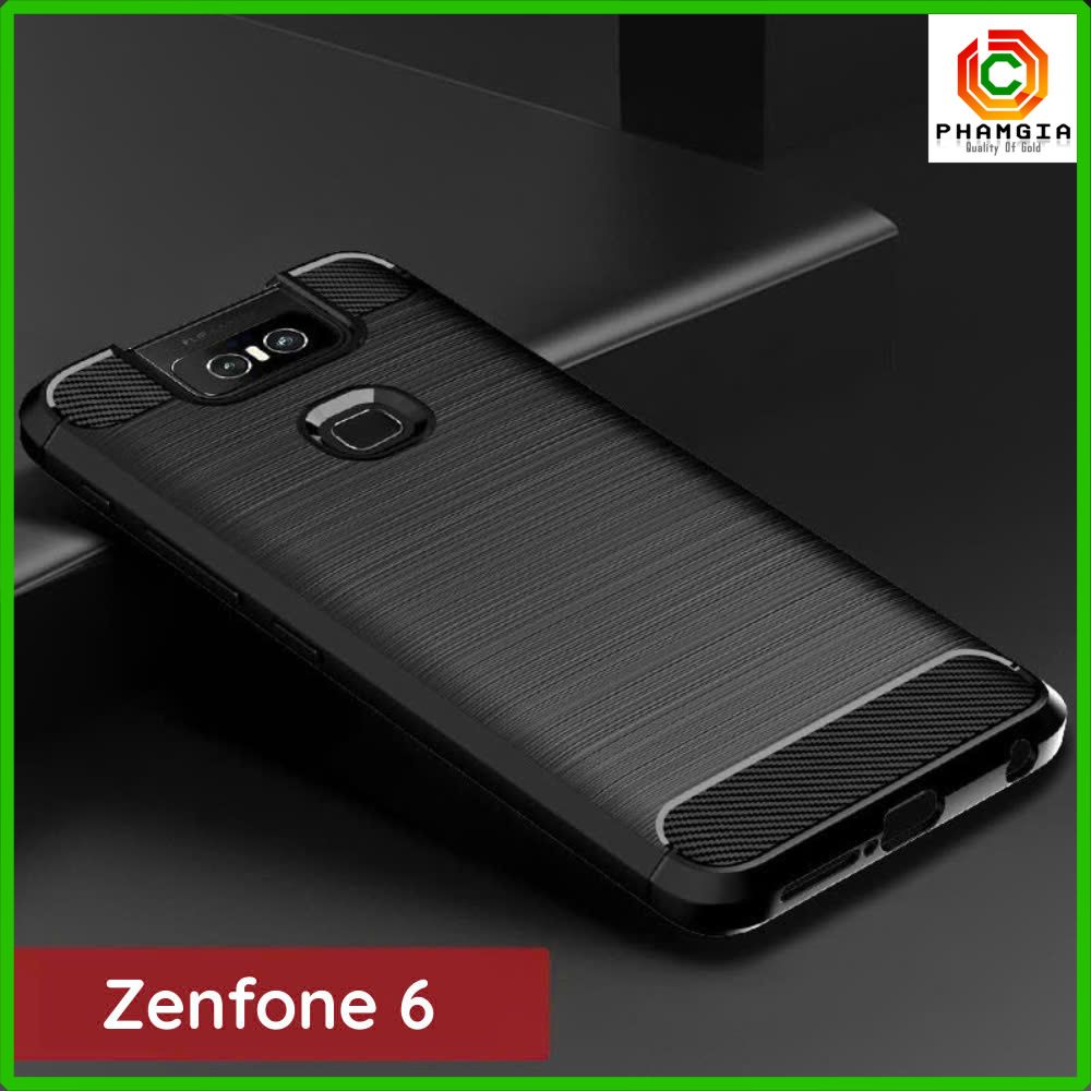 Ốp lưng Asus Zenfone 6 (ZS630KL) dẻo đen nhôm xước cao cấp, bền đẹp