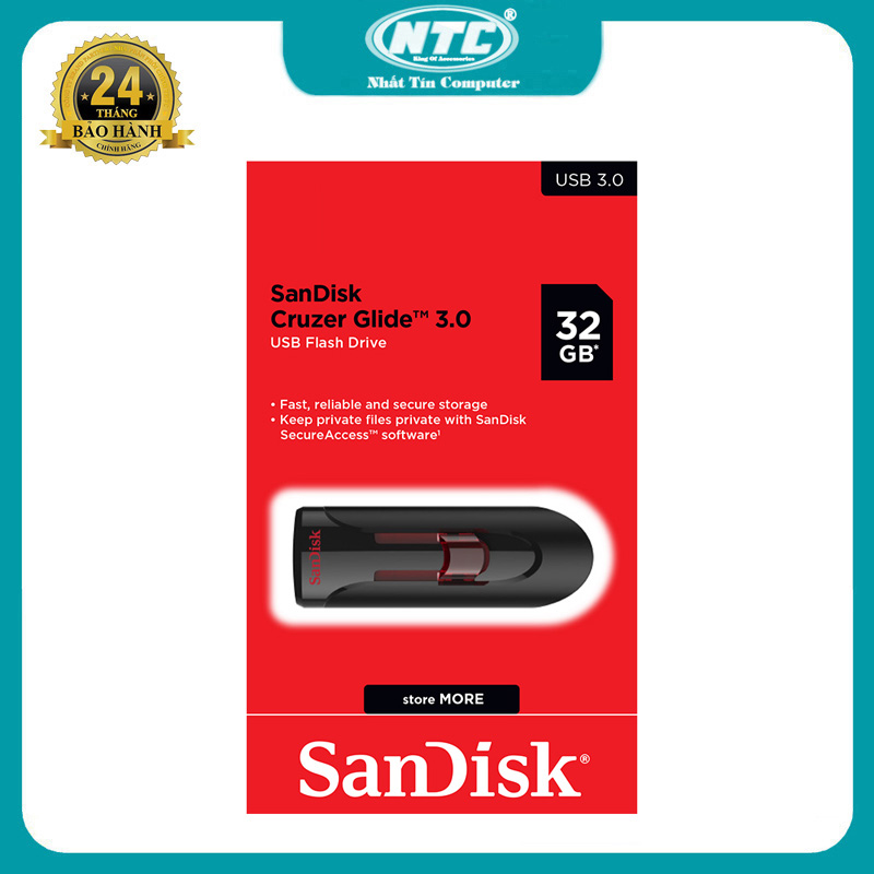 USB 3.0 SanDisk Cruzer CZ600 32GB tốc độ 100MB/s (Đen) Nhất Tín Computer