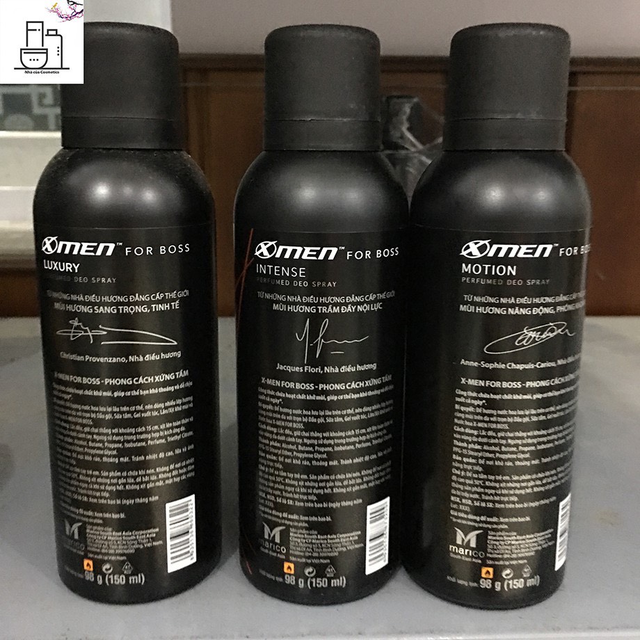 Xịt khử mùi Xmen For Boss 150ml đủ màu