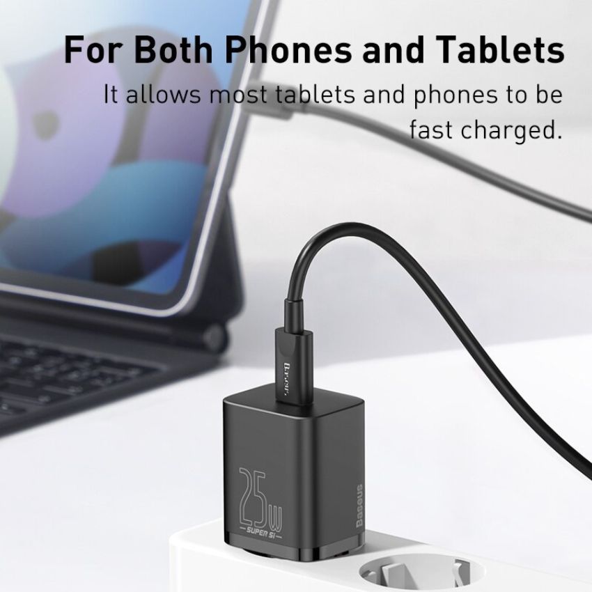 Bộ sạc nhanh Baseus Super Si 1C 25W Quick Charger Sets (PD/QC3.0 Quick charger, With Cable)- TZCCSUP