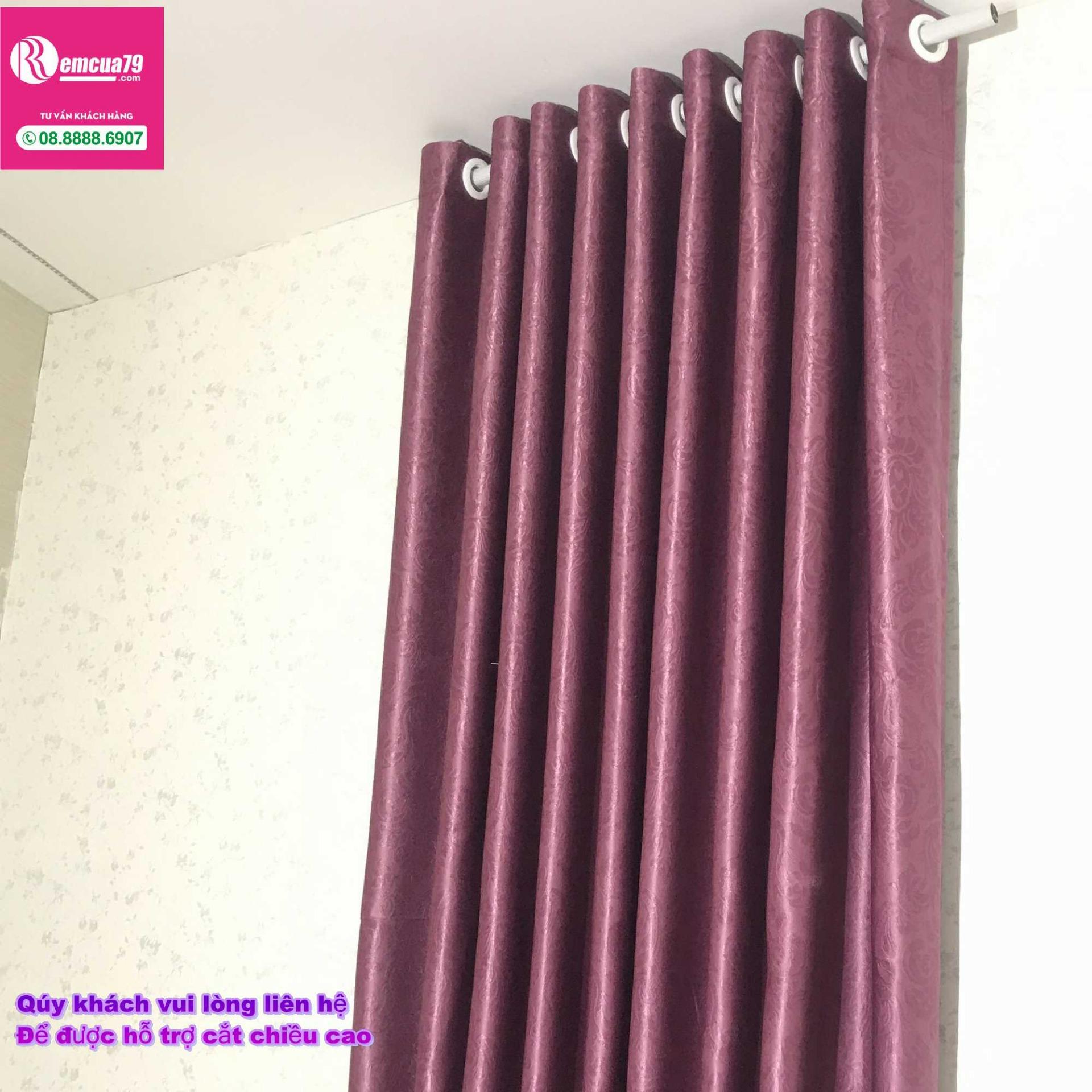 Rèm, màn cửa Ph curtains( ngang200cm x cao 270cm) Màu tím bông chìm huyền ảo + tặng dây vén màn