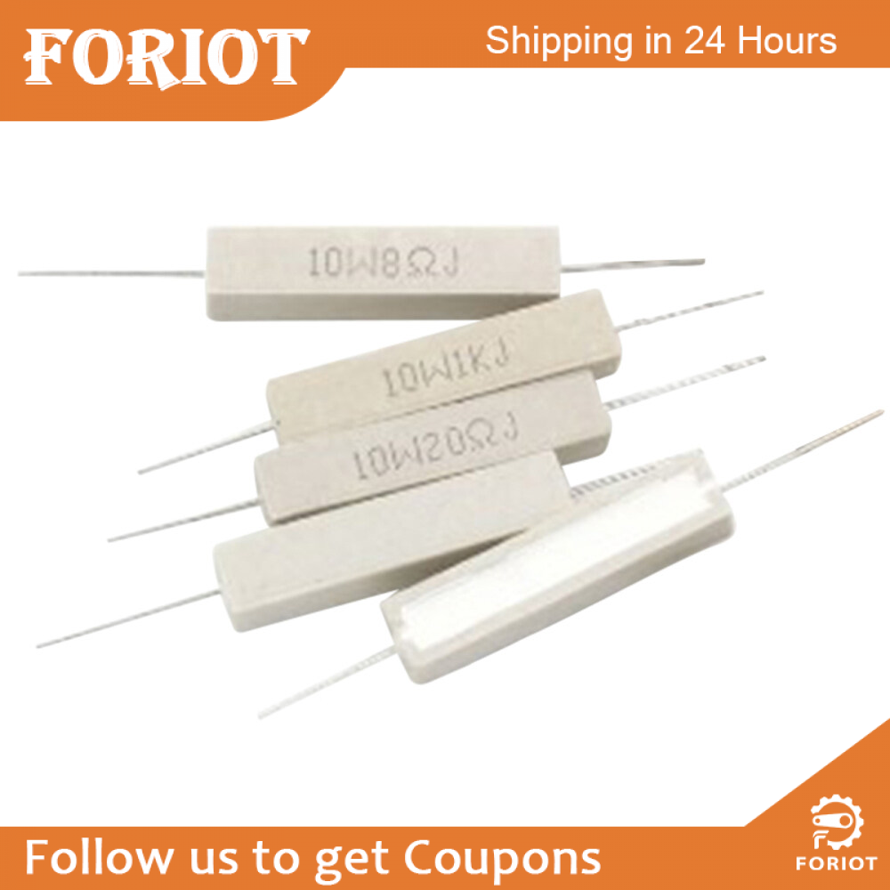 Foriot 10Pcs Điện Trở Bằng Gốm Và Xi Măng 10W 10 Ohm Resistance 5% Dây Gốm Vết Thương Điện Trở Điện
