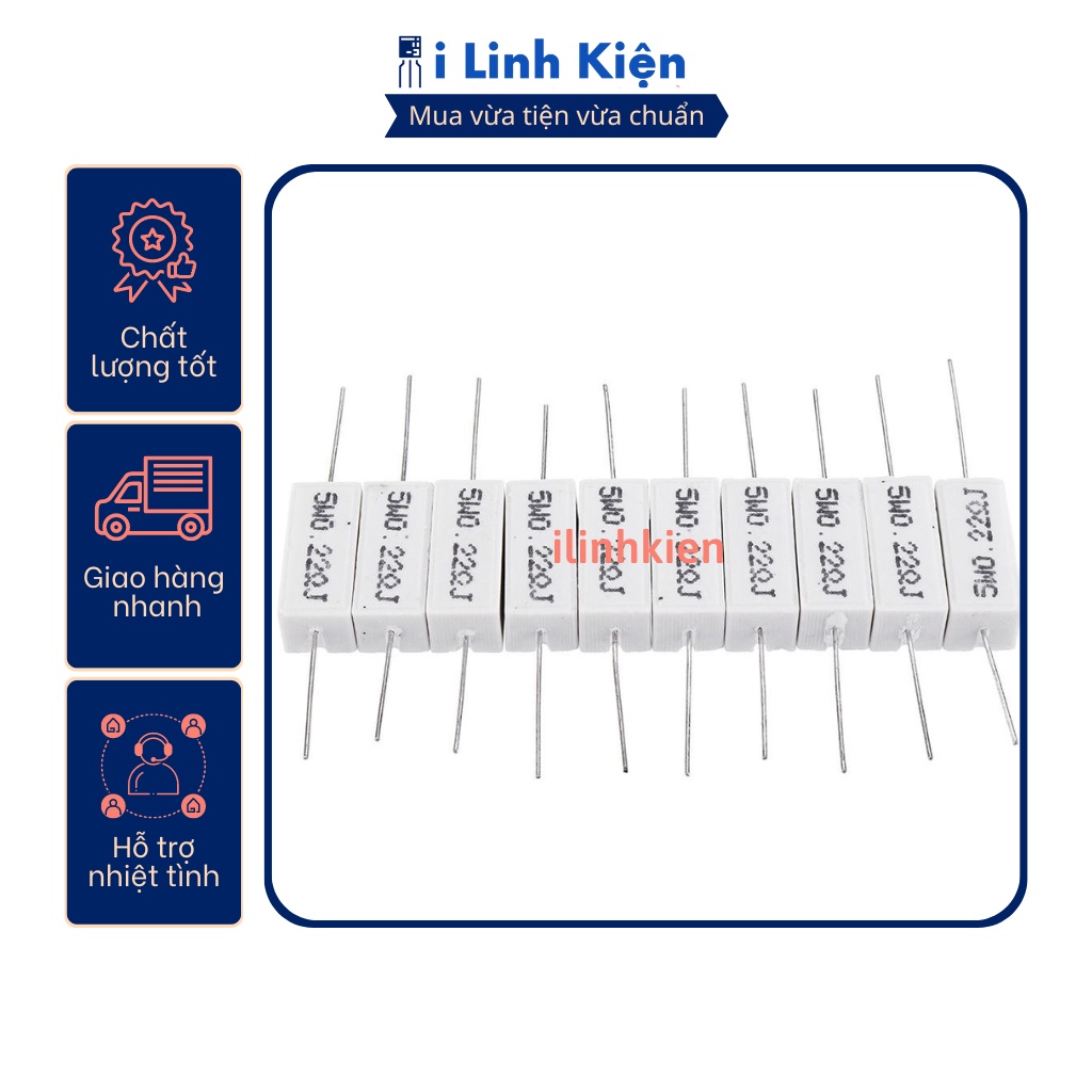 Điện trở sứ 5W 47R 5% chất lượng tốt