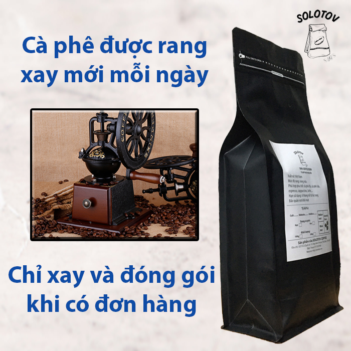 [CÀ PHÊ HẠT RANG MỘC] Cà phê Culi Robusta Arabica rang mộc - SoloTov Coffee (Thành phần 90% Culi Robusta và 10% Arabica)