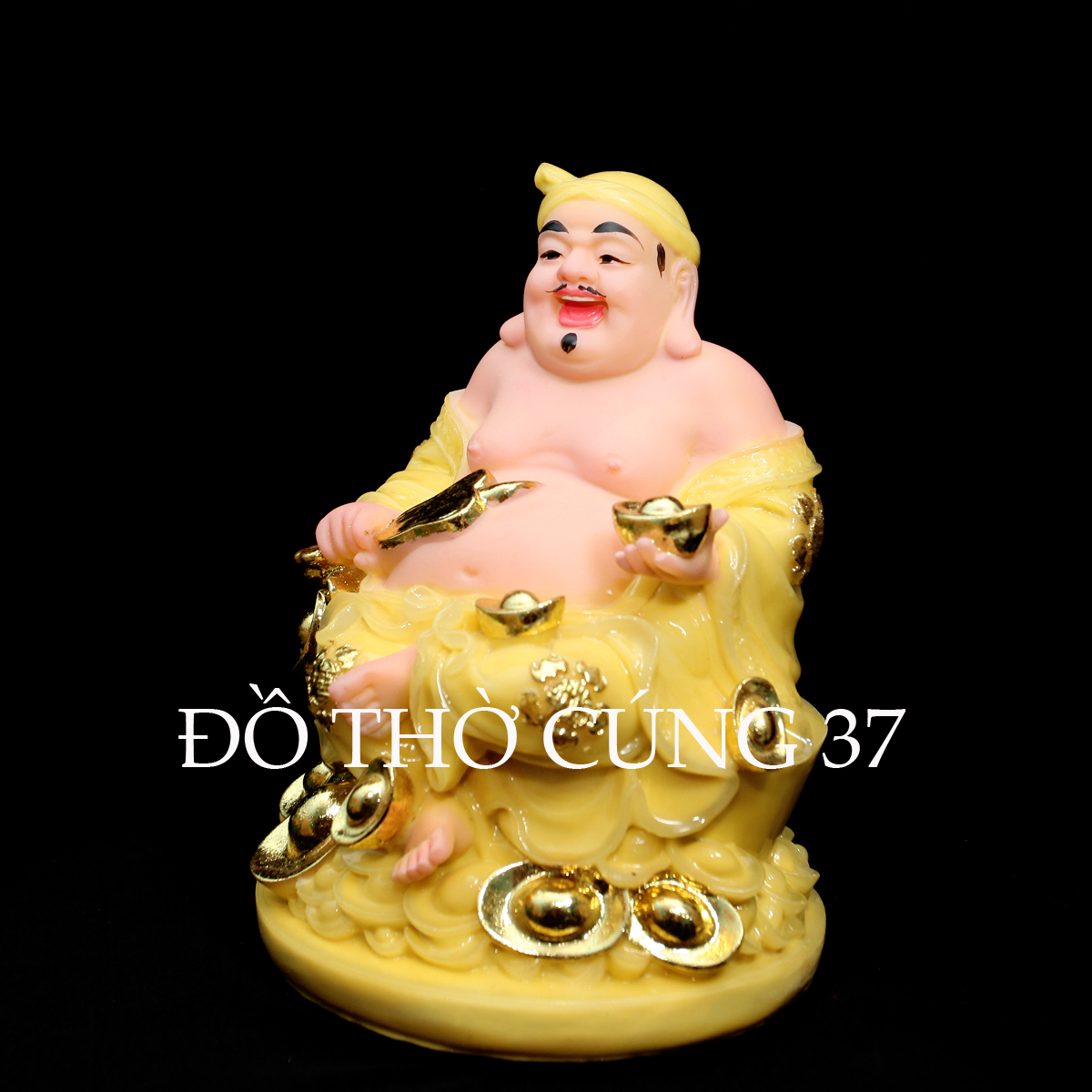 [ Cao 20 cm ] TƯỢNG THẦN TÀI  THỔ ĐỊA  MÀU VÀNG - ĐẾ TRÒN [ BỘT ĐÁ + COMPOSITE ]