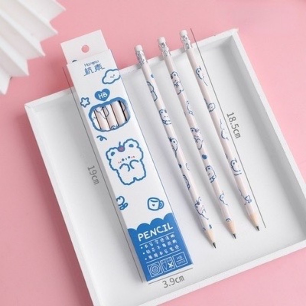 Bút Chì 2B Phong Cách Nhật Bản Kèm Gôm Hoạ Tiết Hoạt Hình Dễ Thương ST449