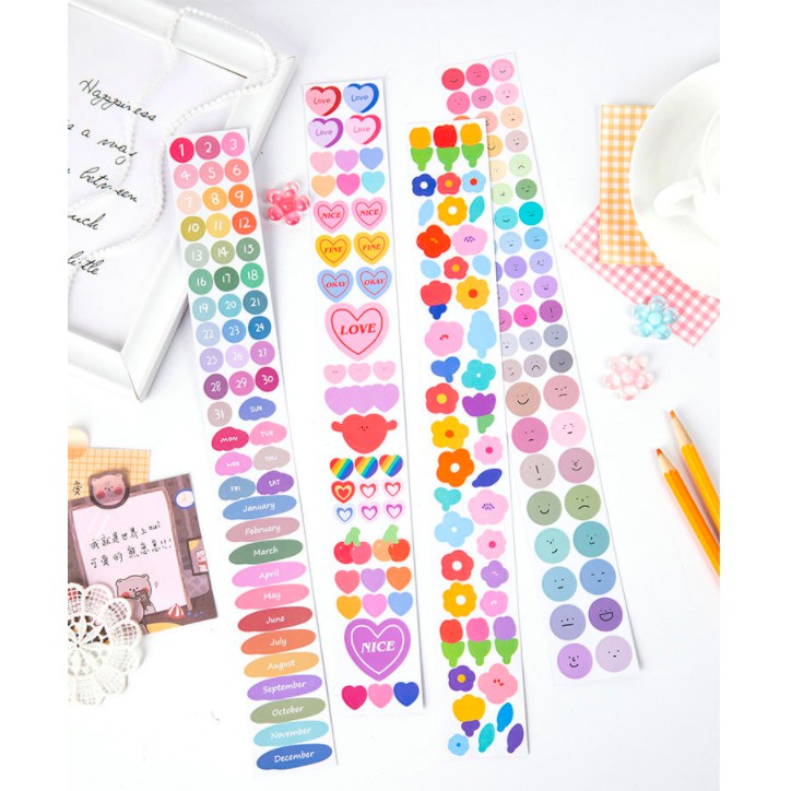 Set 2 dải sticker Hàn hình gấu mập