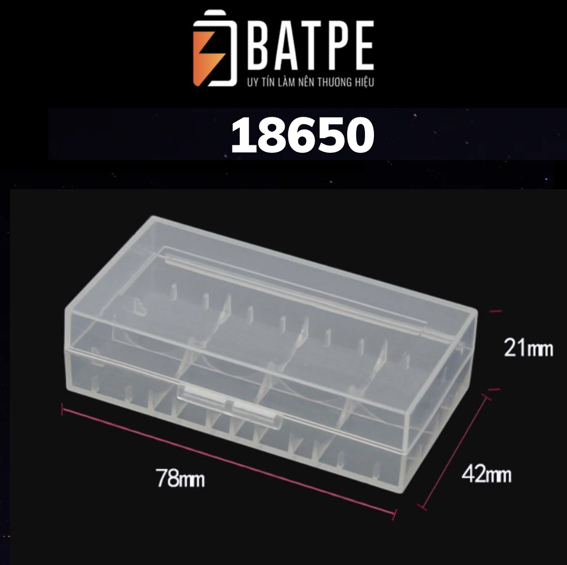 Hộp đựng 2 pin 18650/21700/26650