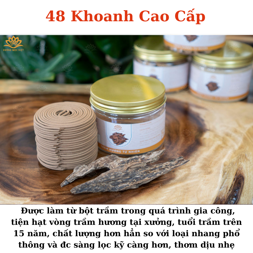 NHANG KHOANH 4 Giờ Trầm Hương Tự Nhiên (Nhang Vòng) XƯỞNG MỘC VIỆT hương thơm dịu nhẹ chuẩn Trầm ít khói thích hợp thiền tâm trà đạo  không tẩm hương liệu hoá chất an toàn cho sức khoẻ người sử dụng