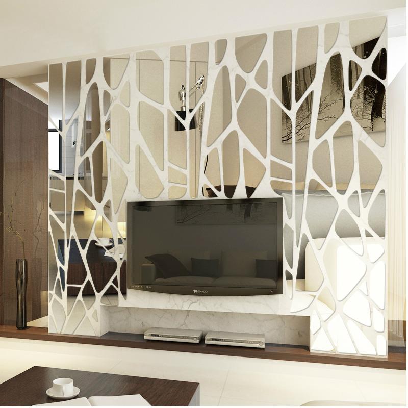 Yijing-Living Room Entrance Restaurant Bedroom Ceiling Irregular Mosaic Screen Tree Stereo Mirror Sticker