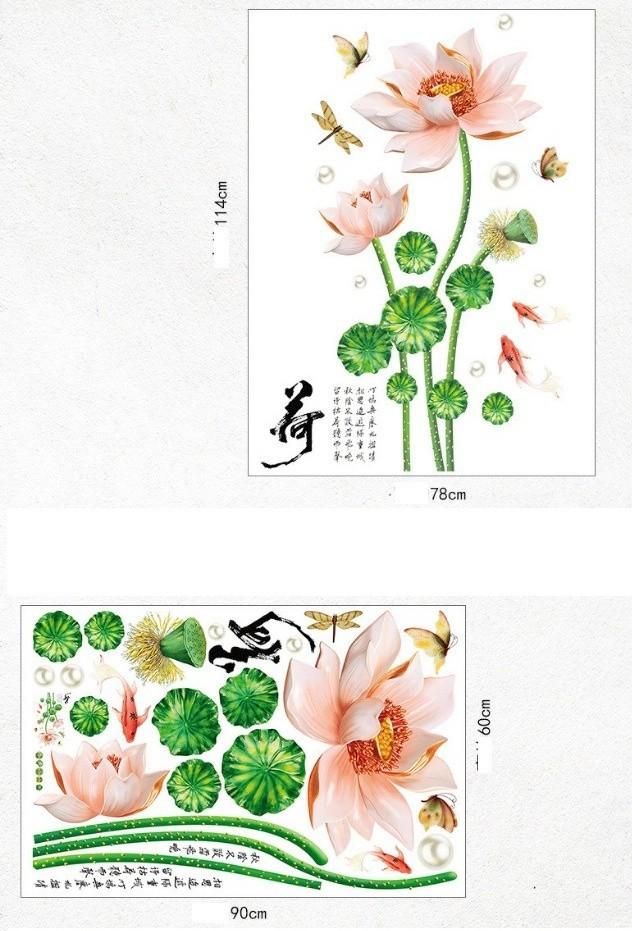 decal dán tường Hoa sen 3D sang chảnh