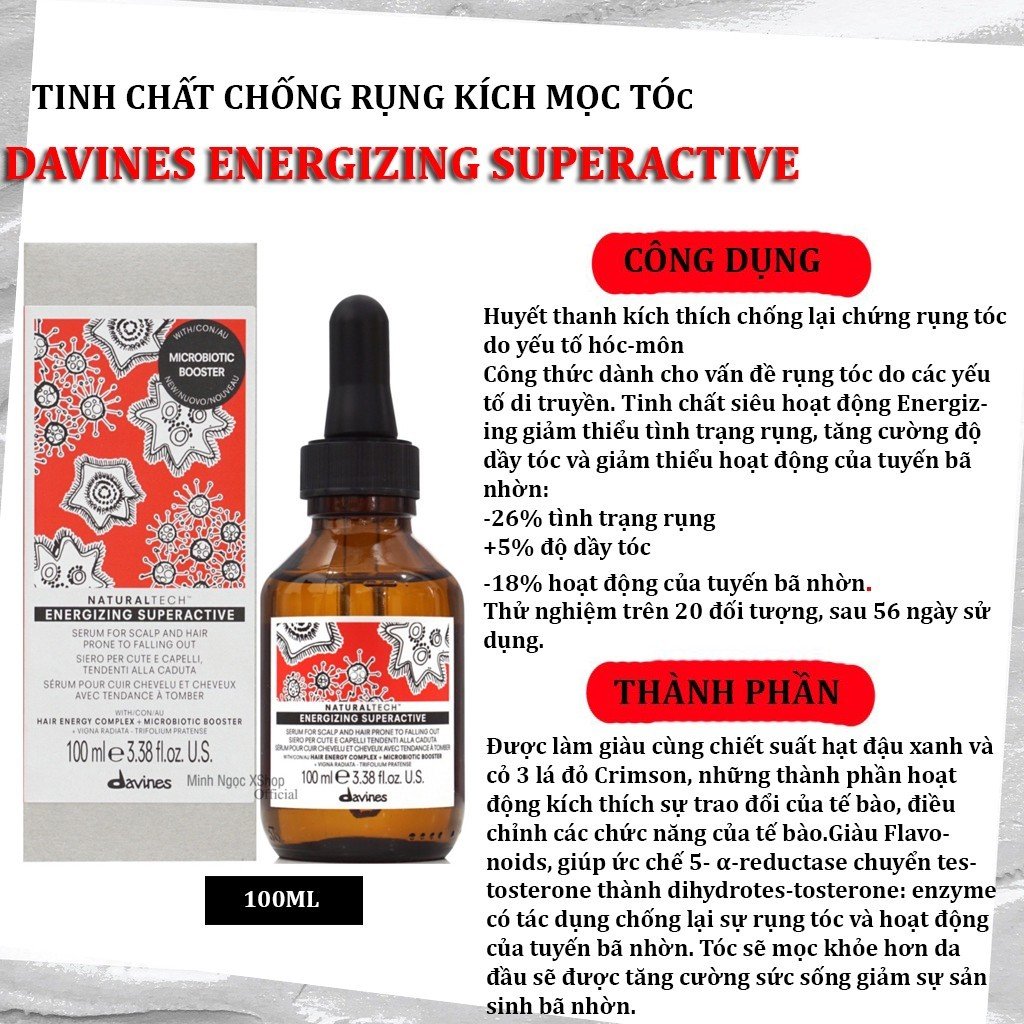 Tinh chất chống rụng kích mọc tóc Davines Energizing Superactive 100ML