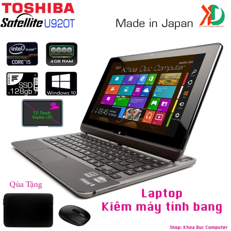 Laptop kiêm máy tính bảng Toshiba Satellite U920T Core i5-3317U, 4gb Ram, 128gb SSD,màn hình 12.5inch cảm ứng
