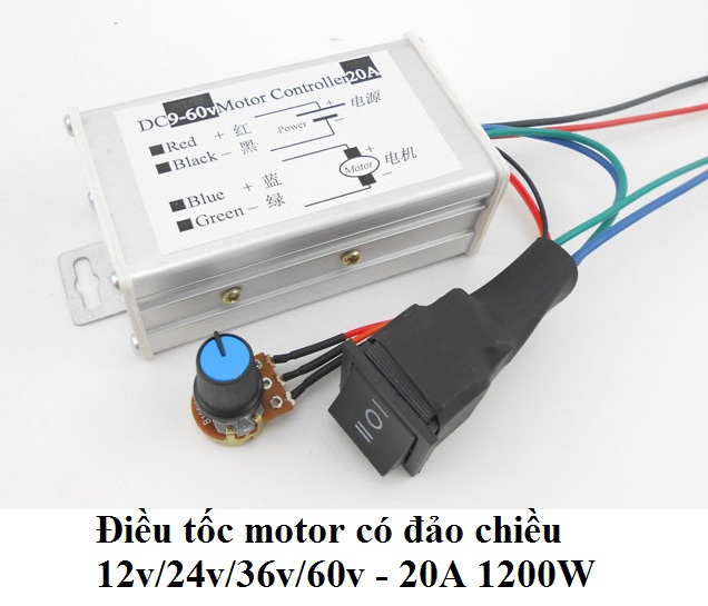Bộ điều khiển động cơ dc9-12v-24v-60v 20a 1200w - điều tốc motor 775-895 có đảo chiều
