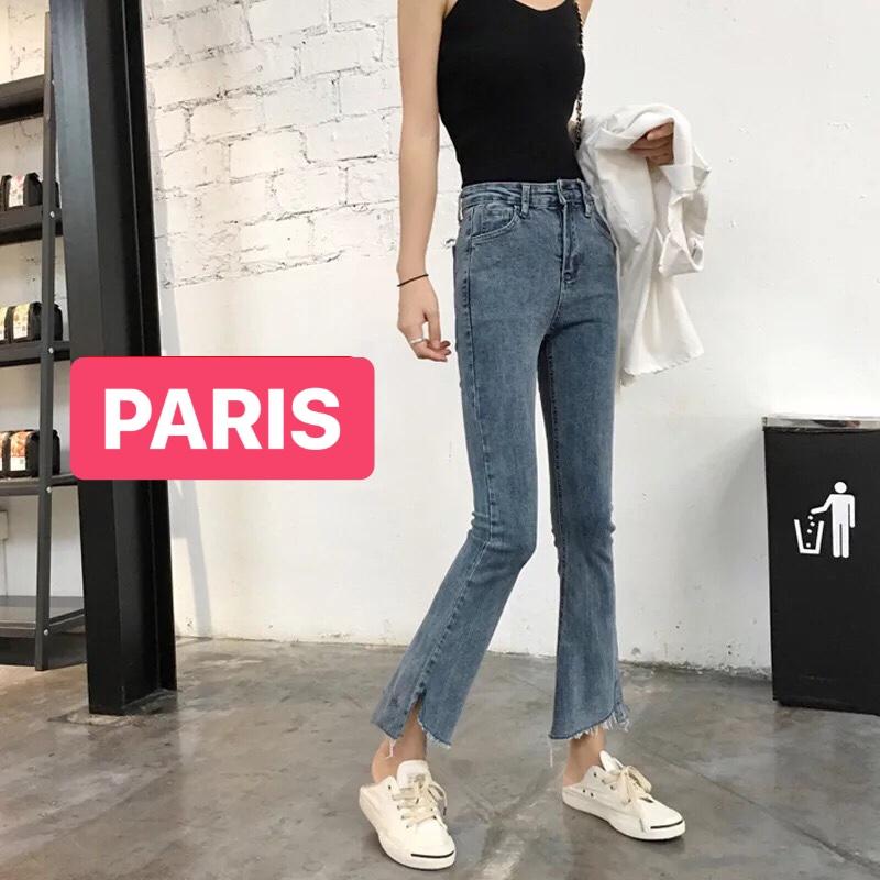 QUẦN JEAN NỮ CHẤT BÒ XANH ỐNG LOE BASS LƯNG CAO NÂNG MÔNG DB-532- CAO CẤP - PARIS FASHION
