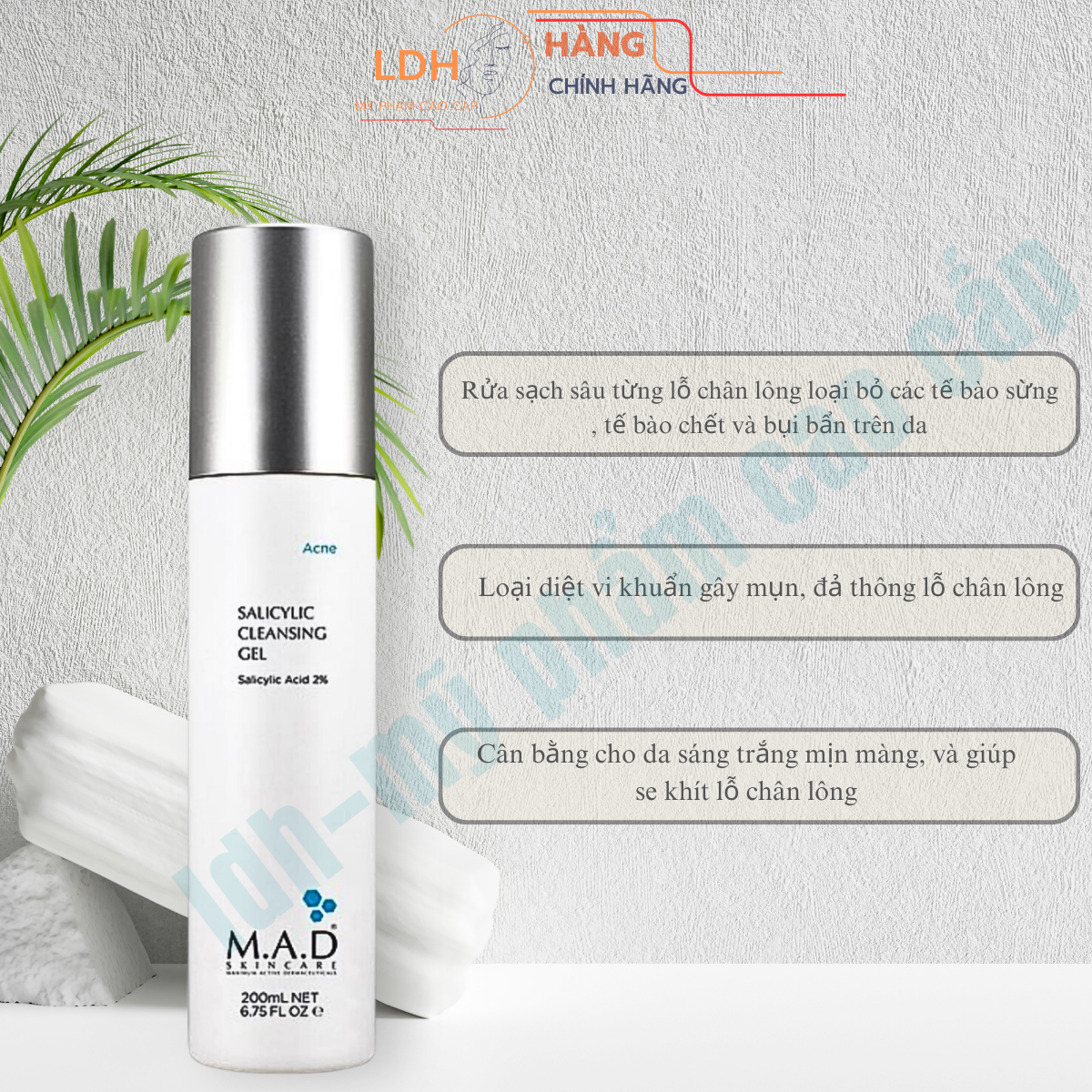 Gel sữa rửa mặt da dầu mụn m.a.d salicylic 200ml