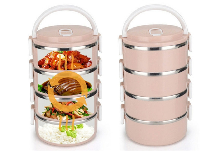 Cặp Lồng Đựng Cơm Lúa Mạch 4 Tầng Ruột Inox