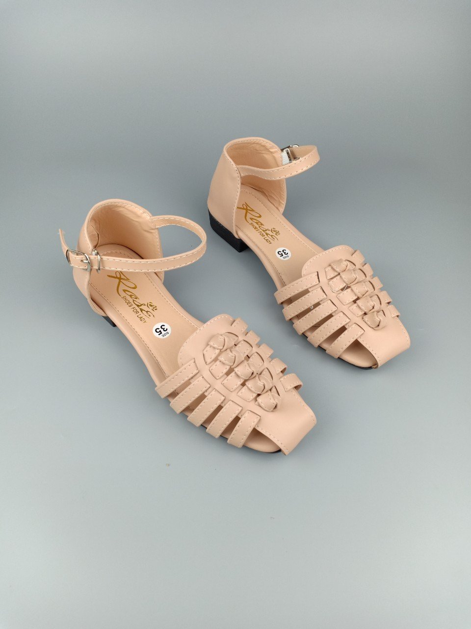 Giày sandal nữ đế bệt rọ nút thắt bít gót