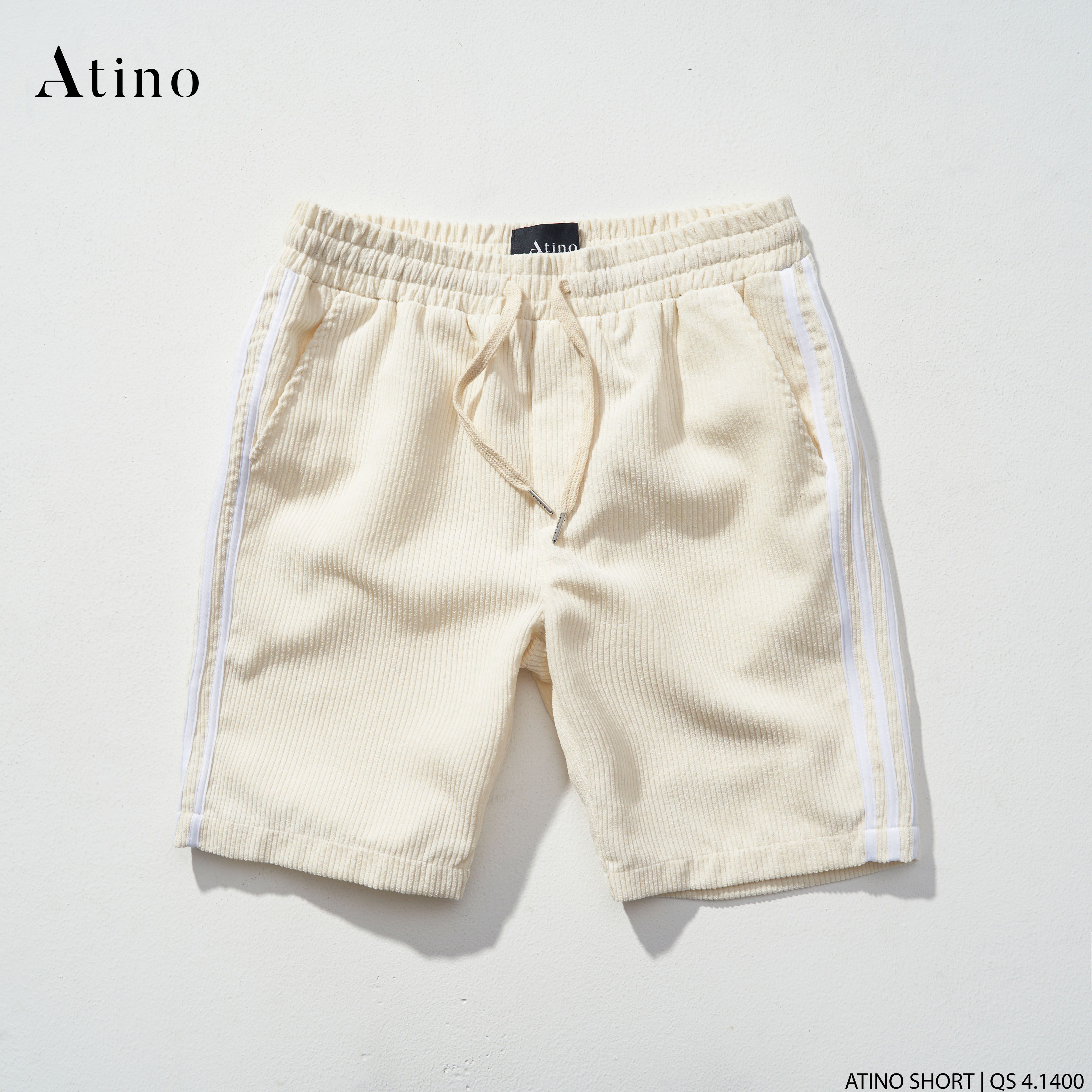 Quần Short Nam 3 Sọc SNUTA ATINO Chất Liệu Nhung Tăm Form Regular QS4.1400