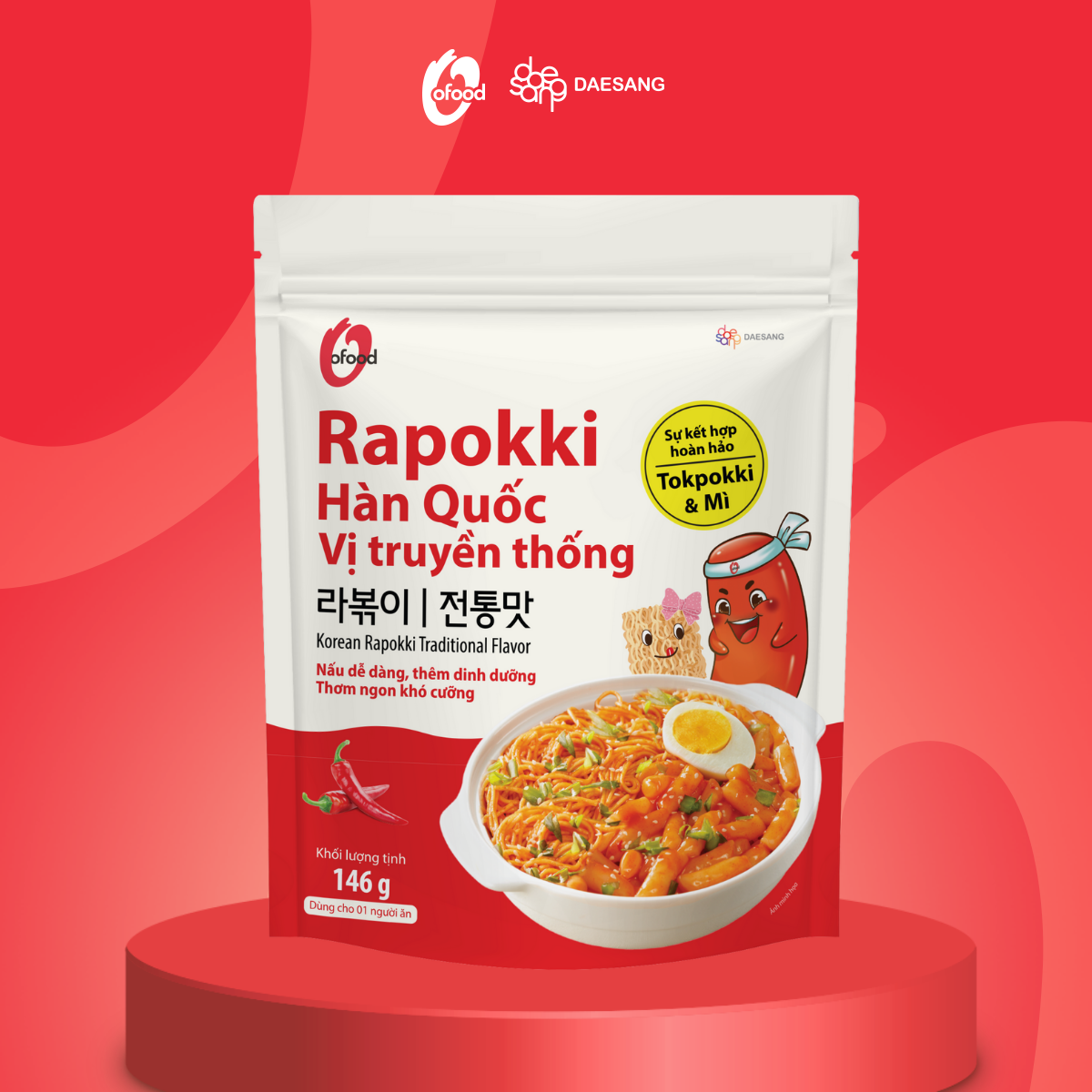 Rapokki Hàn Quốc O'food gói 146g, sự kết hợp của ramen và tokbokki 2 vị - Hình ảnh 3