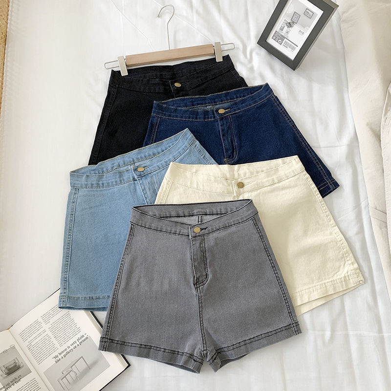 Quần short jean lưng cao ống rộng