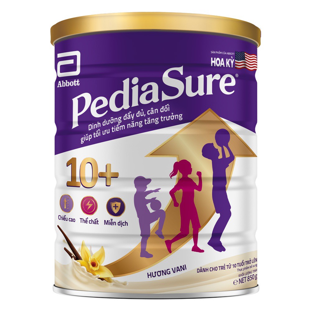 Sữa bột abbott pediasure ba hương vani hộp 400g - vani ít ngọt/pediasure 10+ hương vani 850g - pediasure úc 850g