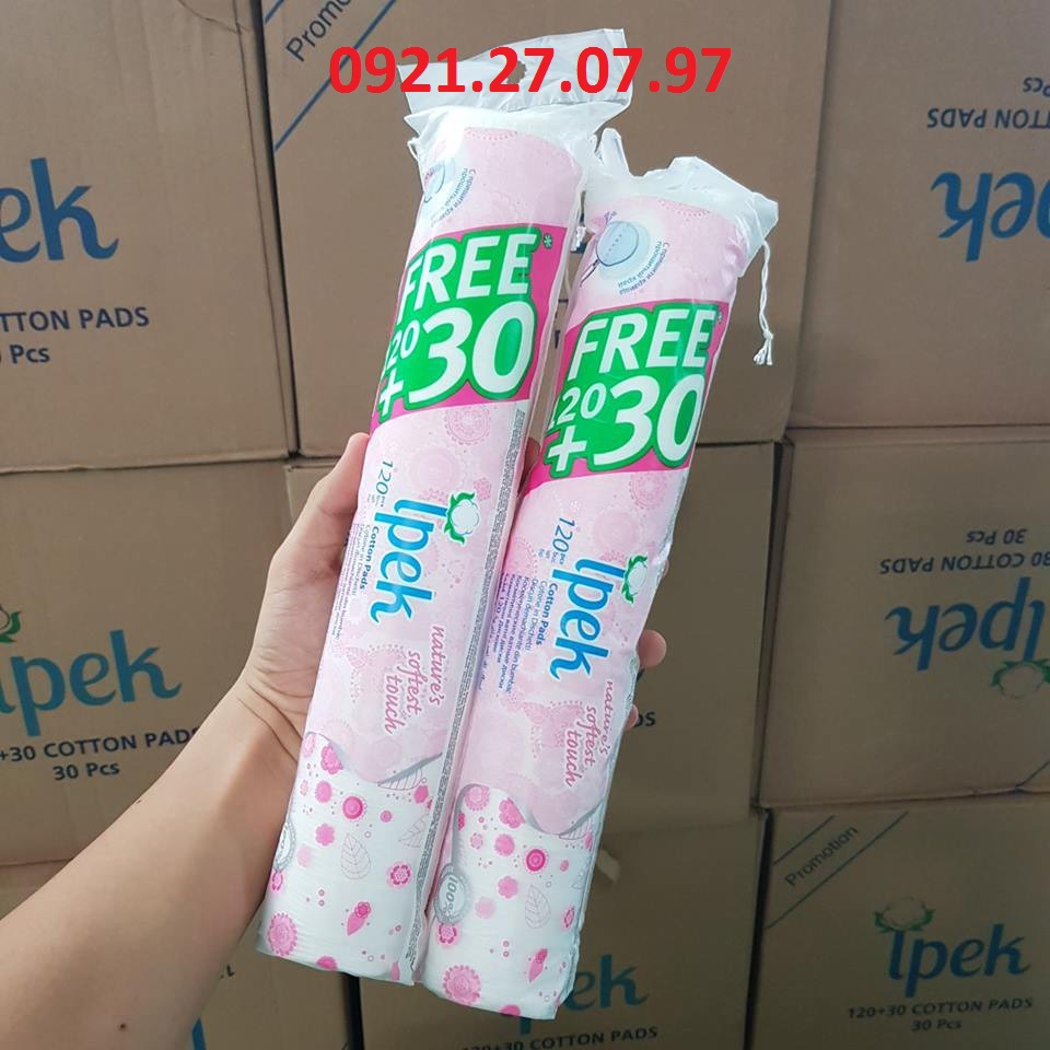 Combo 10 bông tẩy trang ipeck 150 miếng