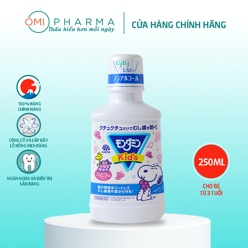 Nước Súc Miệng Cho Trẻ Em Từ 3 Tuổi Mondahmin Kid Nhật Bản Hương Nho 250ml