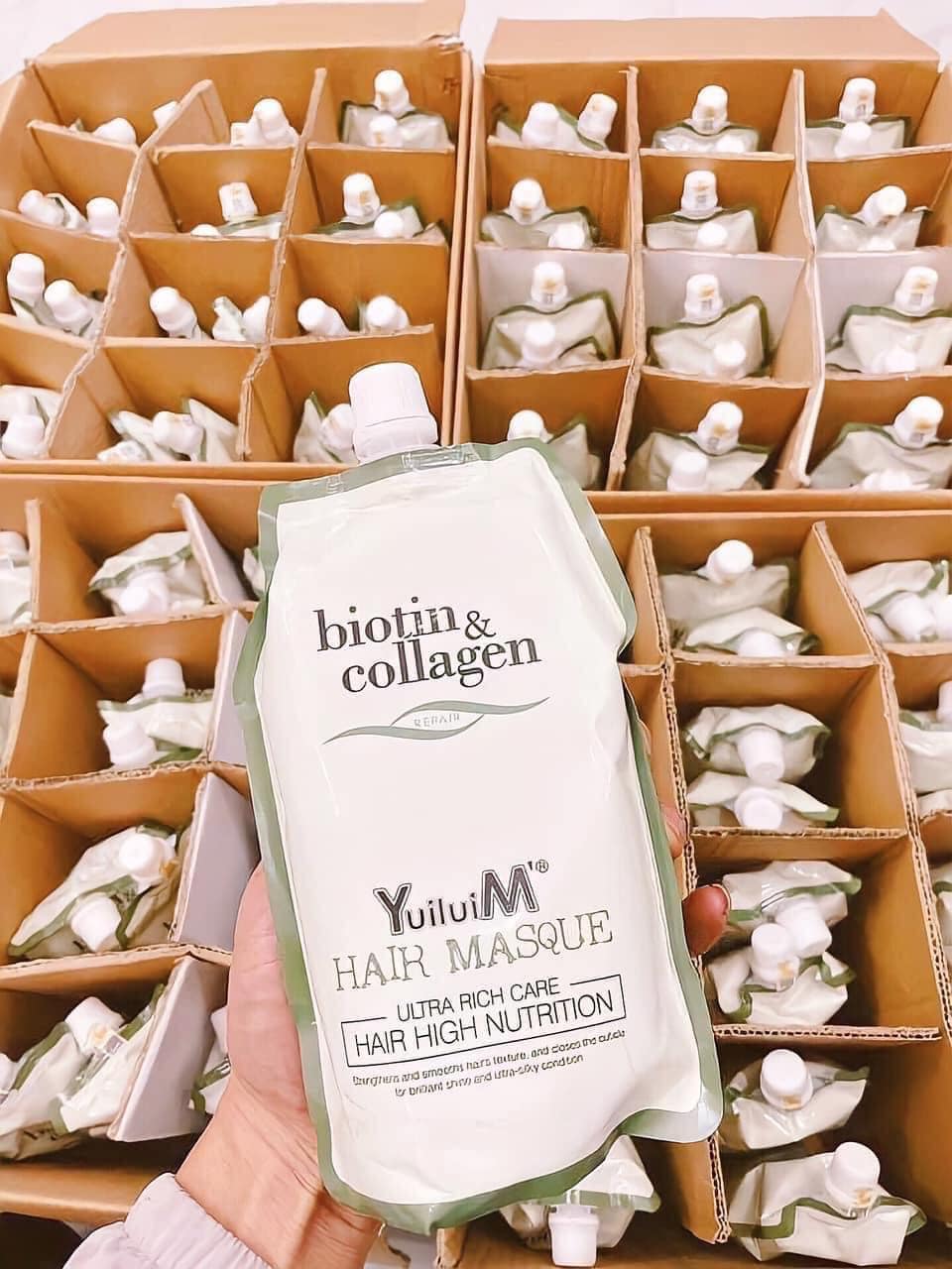 [HCM]HẤP DẦU BIOTIN COLLAGEN YUILUIM SIÊU MỀM MƯỢT TÓC 500ML