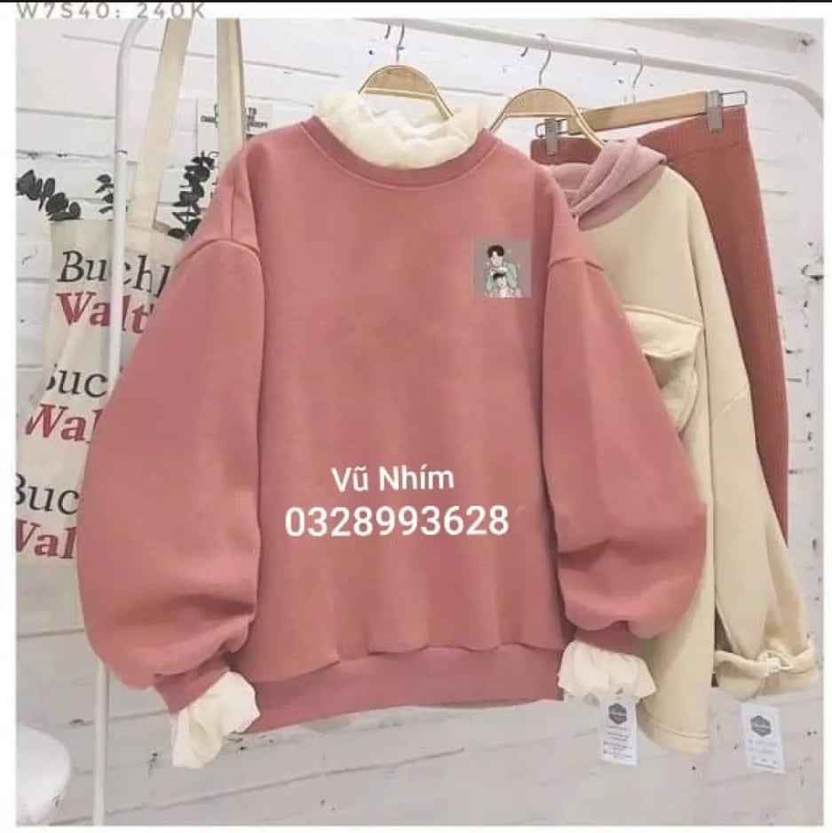 Áo nỉ Sweater đôi bạn thân (trong luong tu 38kg đến 67kg )