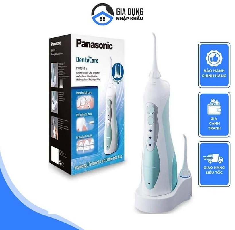 Máy Tăm Nước Panasonic EW1311, Bàn Chải Đánh Răng Điện, Tăm Nước Sạc Điện Không Dây, Loại Bỏ 99% Vi Khuẩn Có Hại, Mảng Bám, Chăm Sóc Răng Miệng An Toàn, Hiệu Quả, Nhập Đức, Bảo Hành 12 Tháng