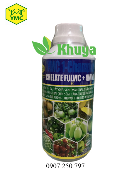 Phân bón vi lượng YMC Chelate Fulvic Amino 500ml Tẩy ghẻ và Bóng trái