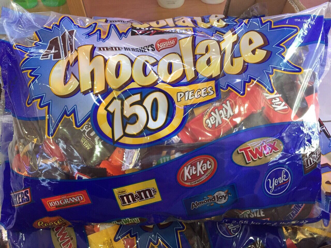 Kẹo Socola Tổng Hợp All Chocolate 150 Piecs 2.55kg Của Mỹ - Date 2/21