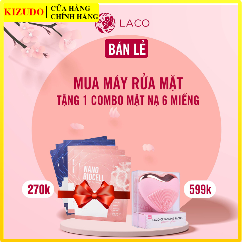 [MÁY RỬA MẶT CHÍNH HÃNG] MÁY RỬA MẶT LACO LUXURY Tặng kèm  SET MẶT NẠ BIOCELL 100% NƯỚC DỪA TƯƠI TRỊ GIÁ 270K