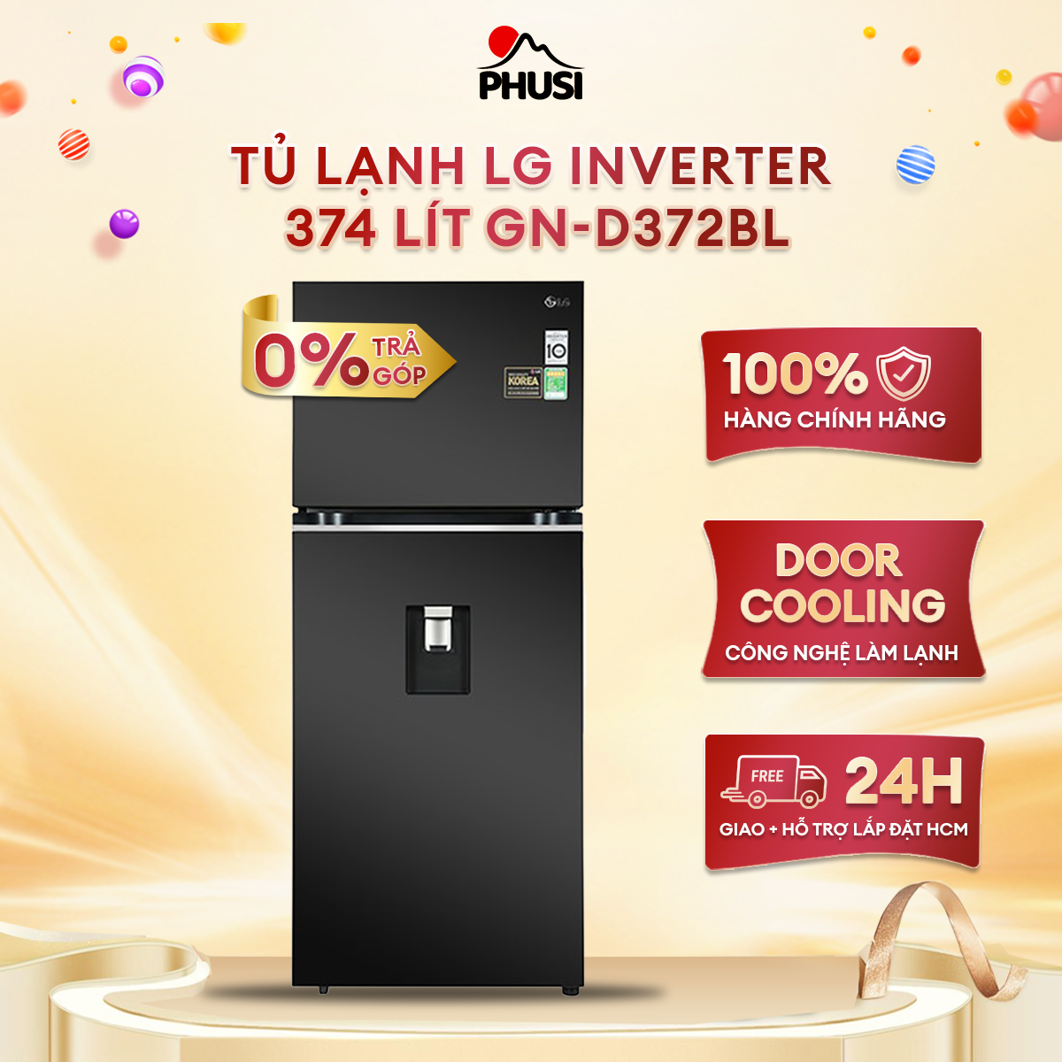 Tủ lạnh lg inverter 374 lít gn-d372bl - hàng chính hãng