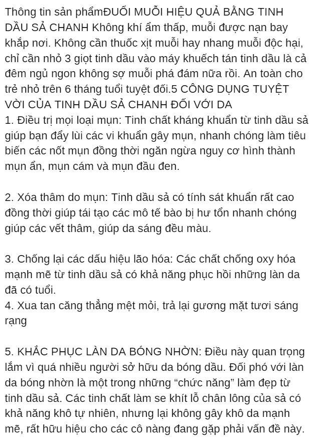 Tinh dầu sả chanh 10ml  Nhập khẩu Ấn Độ  - tinhdau