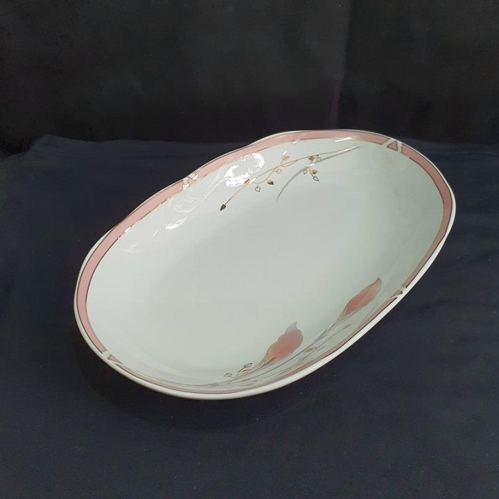 (Cam kết đổi trả khi bể vỡ) Đĩa xoài hoa lan hồng 1012 sứ chuan kuo nhập khẩu cao cấp