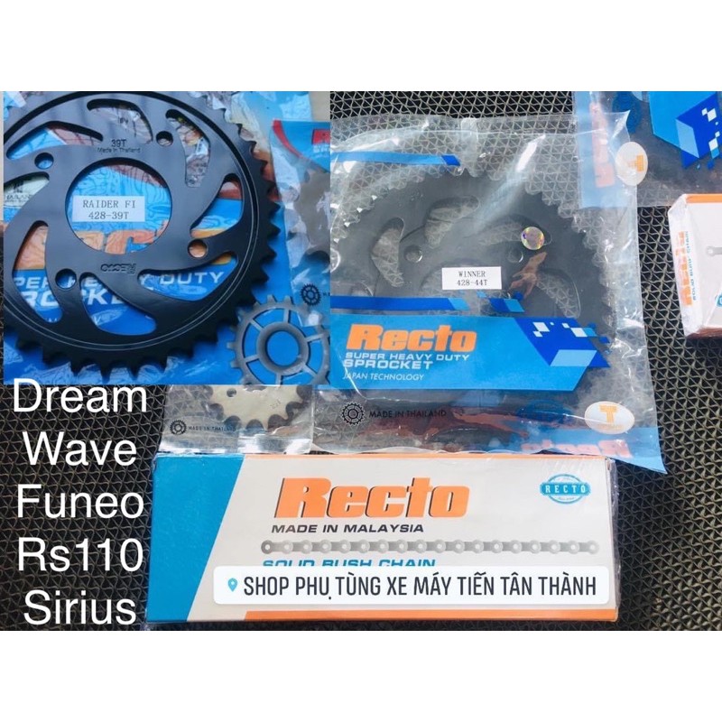Nhông sên dĩa tải xích  Recto thái lan sirius wave rs100 fu125 dream.