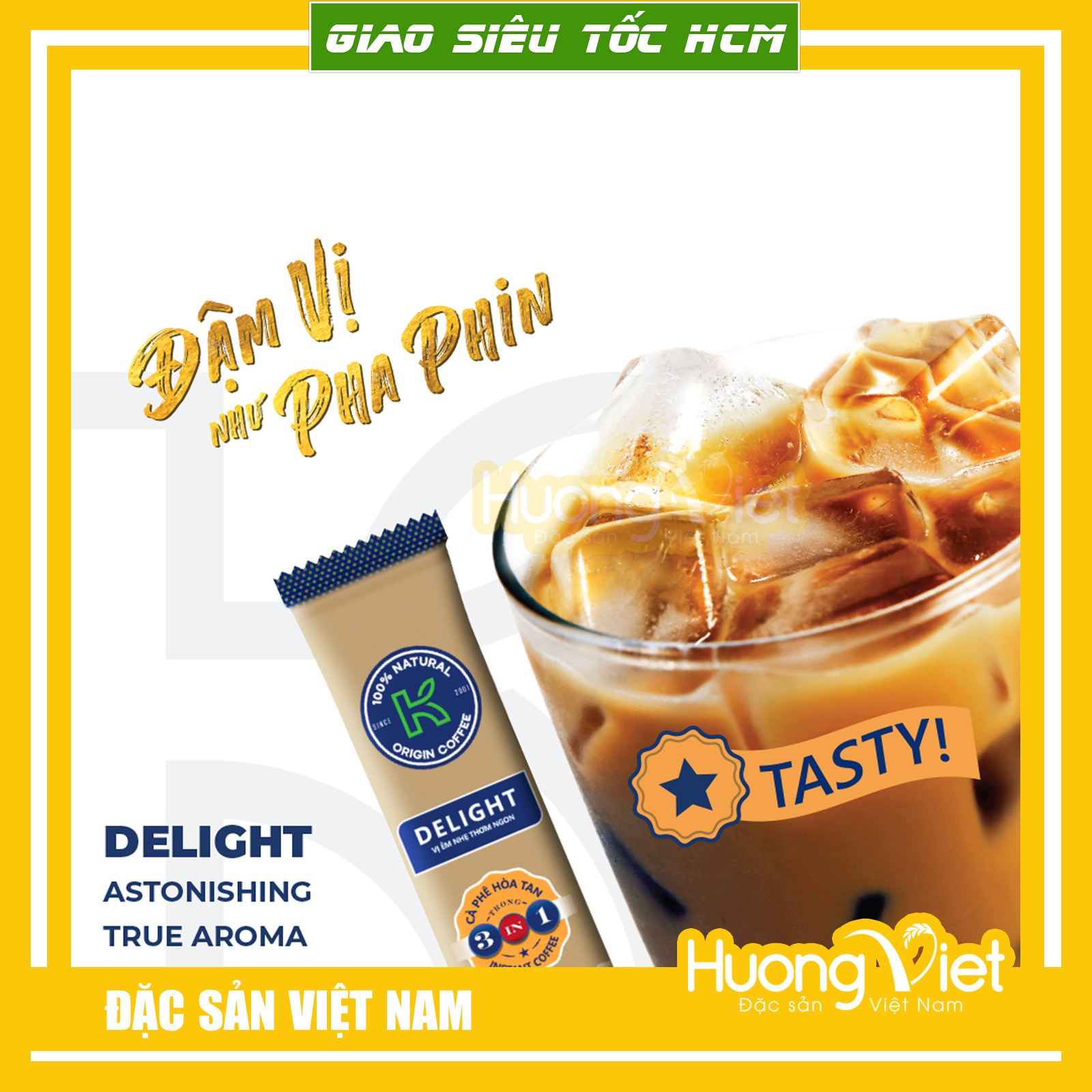 Cà phê hòa tan K Coffee Delight 3 in1, cà phê sữa hòa tan hộp 15gói x 17g, cà phê sữa đá truyền thống Việt Nam