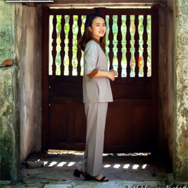Đồ Lam Đi Chùa - Bộ Cúc Lệch